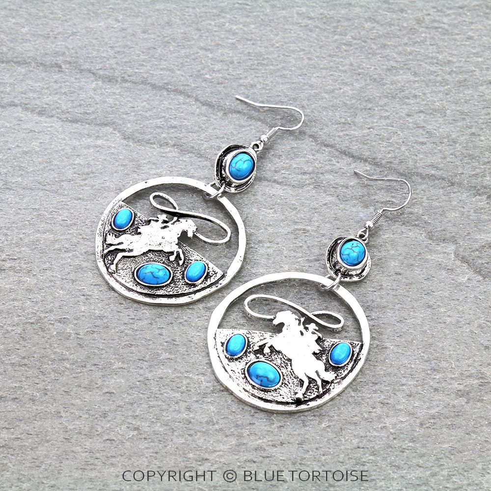Western Cowgirl Theme Cutout Dangle Earrings