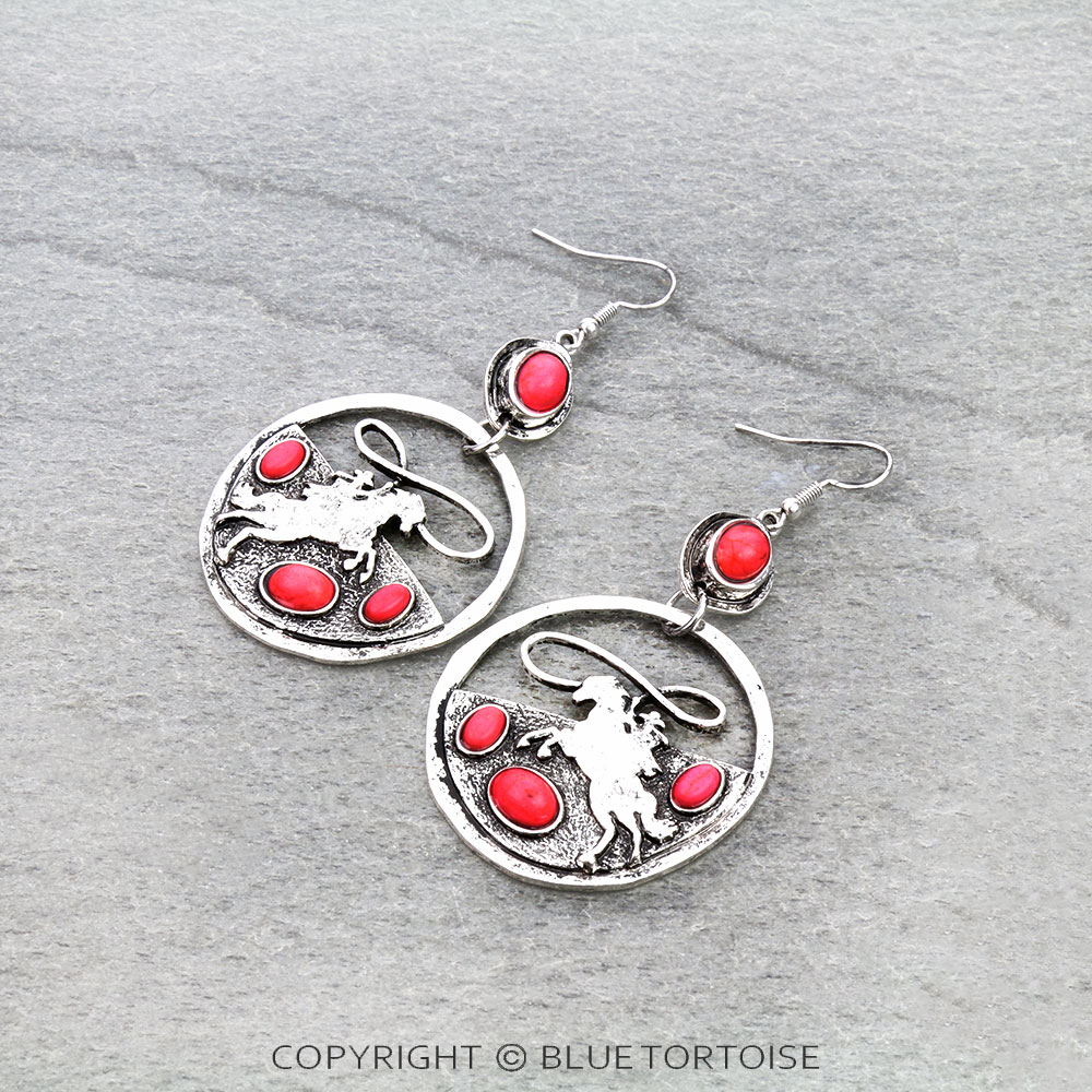 Western Cowgirl Theme Cutout Dangle Earrings
