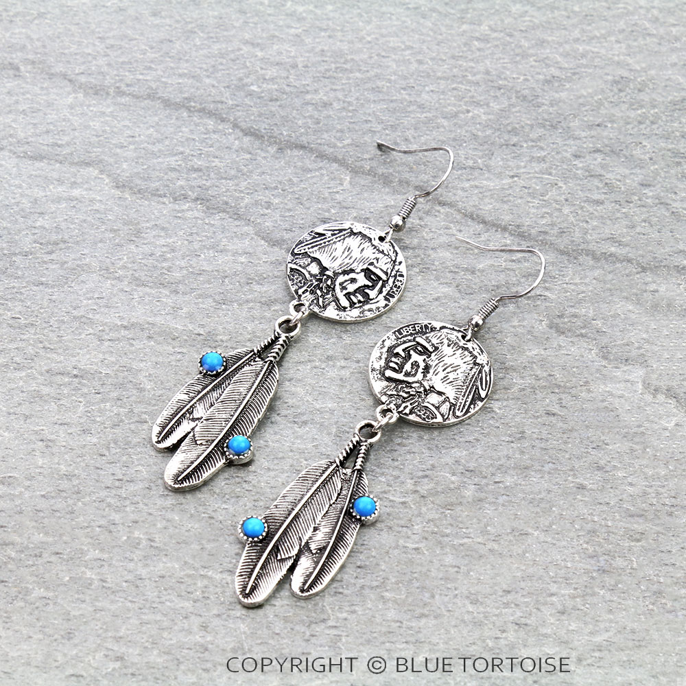 Western Native American Theme Dangle Earrings