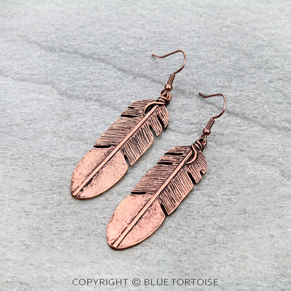 Western Feather Dangle Earrings
