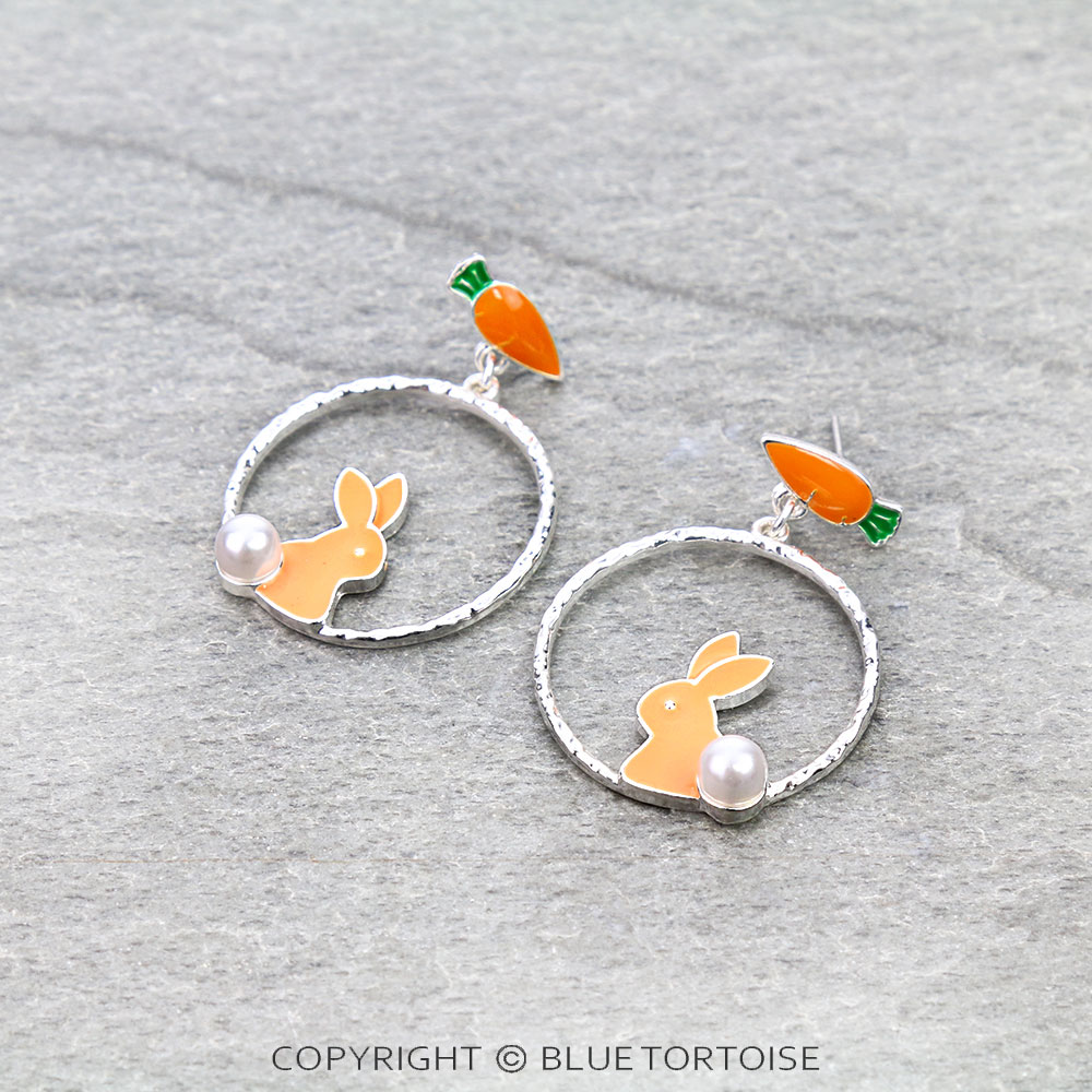 Easter Bunny with Carrot Hoop Stud Earrings