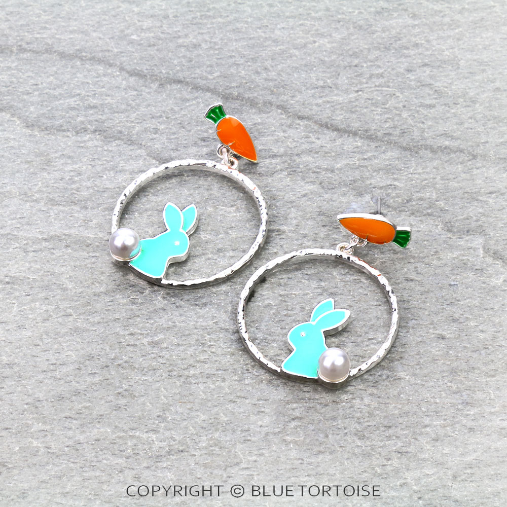 Easter Bunny with Carrot Hoop Stud Earrings