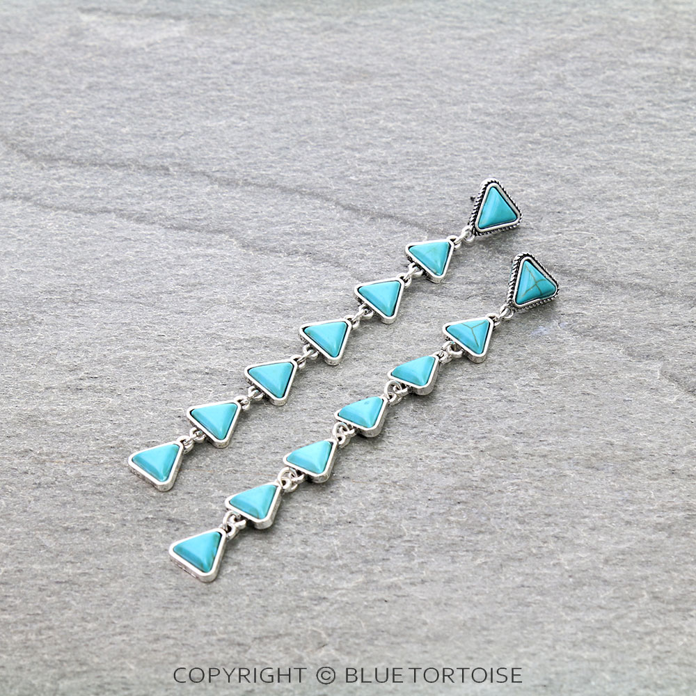 Western Triangle Stone Drop Stud Earrings