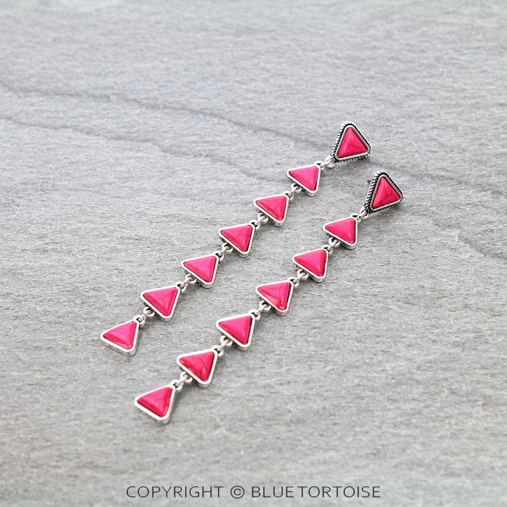 Western Triangle Stone Drop Stud Earrings