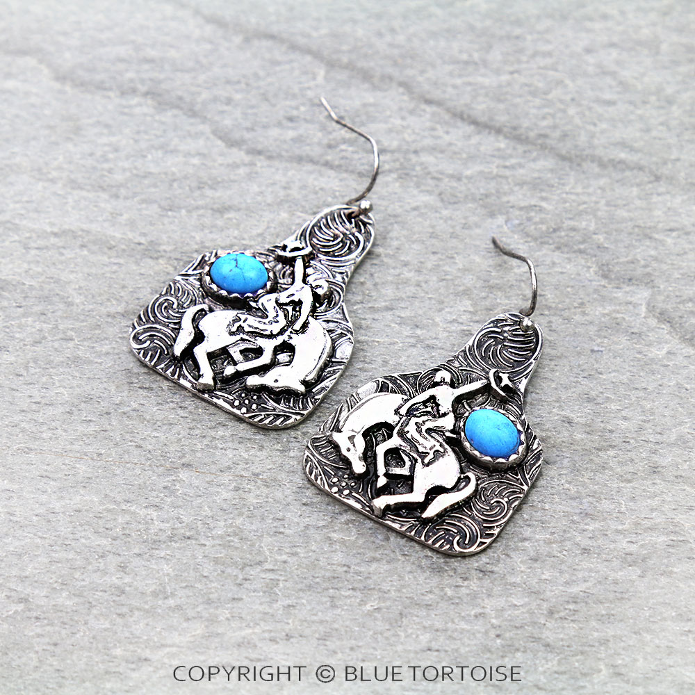 Western Rodeo Ear Tag Dangle Earrings