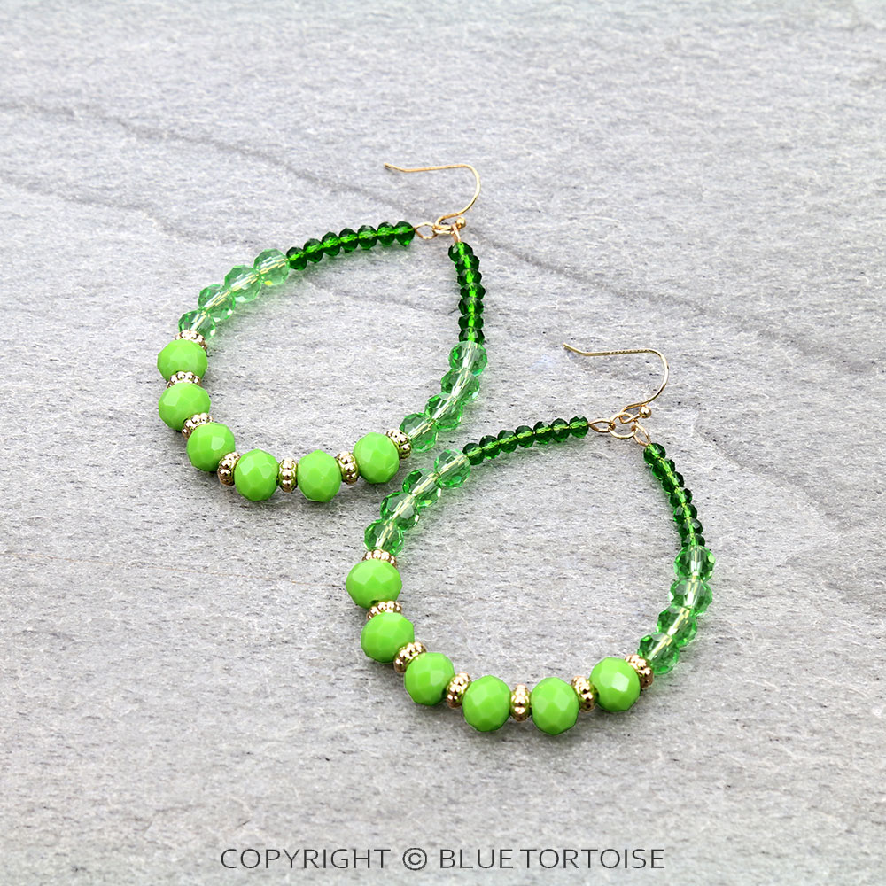 St. Patrick's Day Glass Bead Dangle Earrings