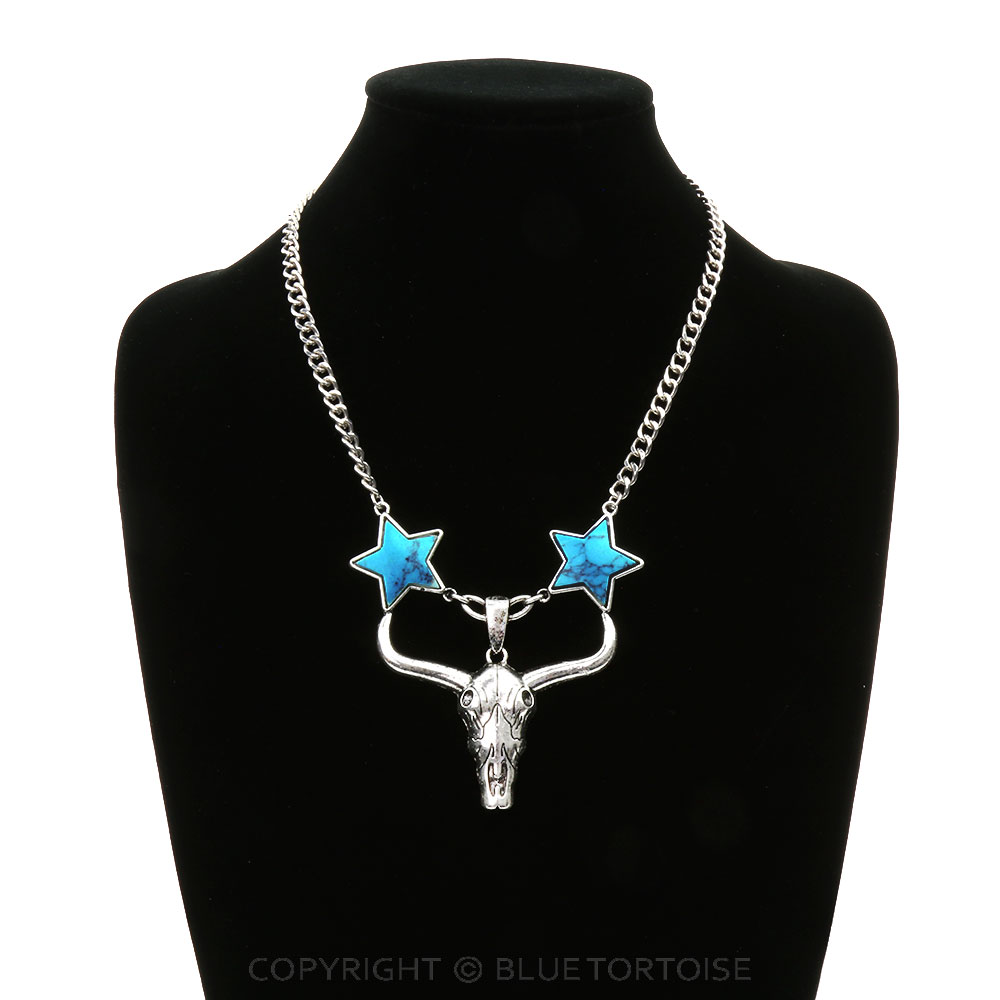 Steer Skull with Star Stone Necklace - Image 2