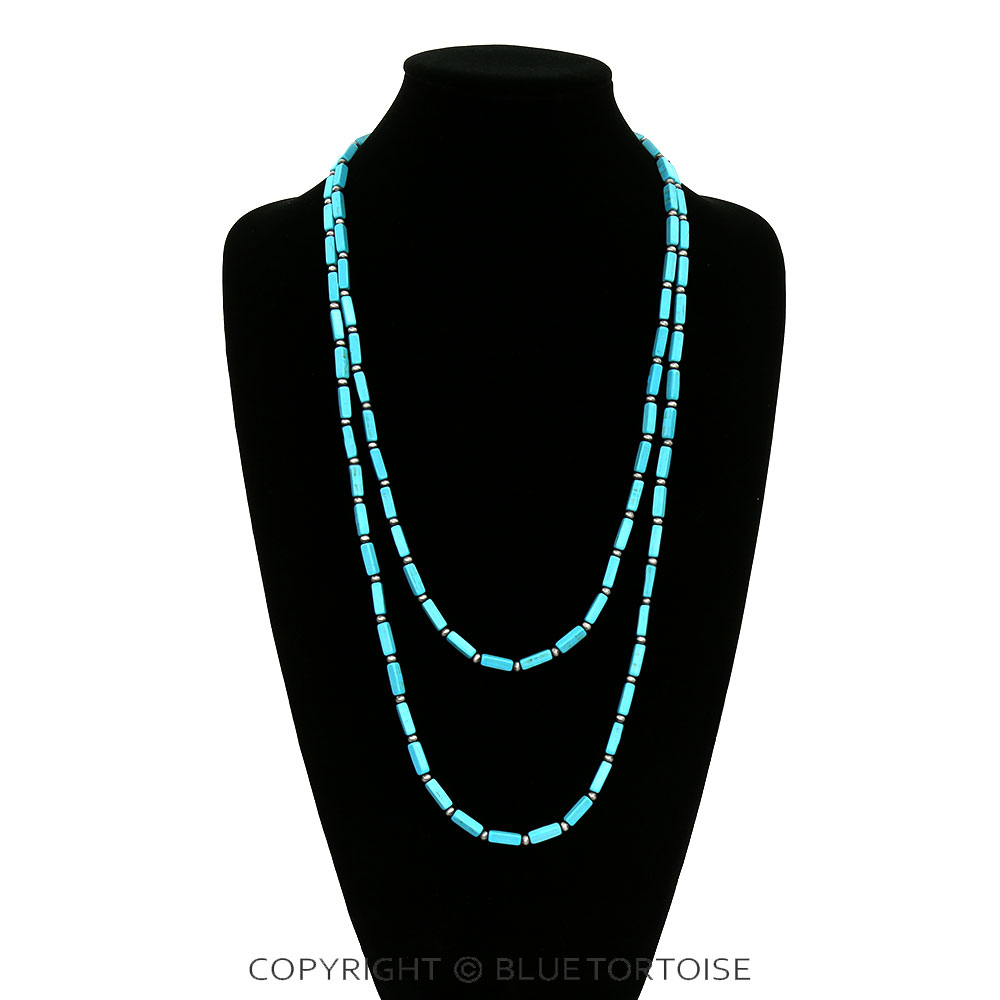 Western Rectangle Stone Bead Necklace - Image 2