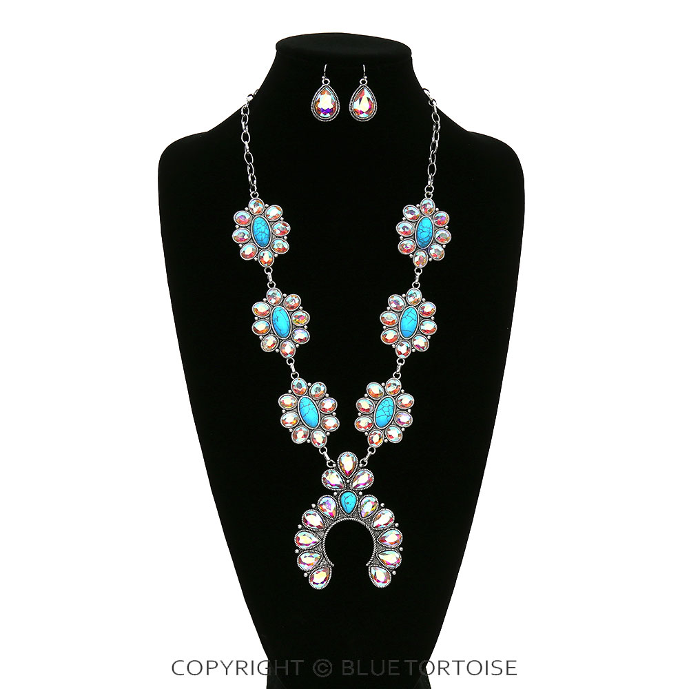 Squash Blossom Stone Necklace Set - Image 2