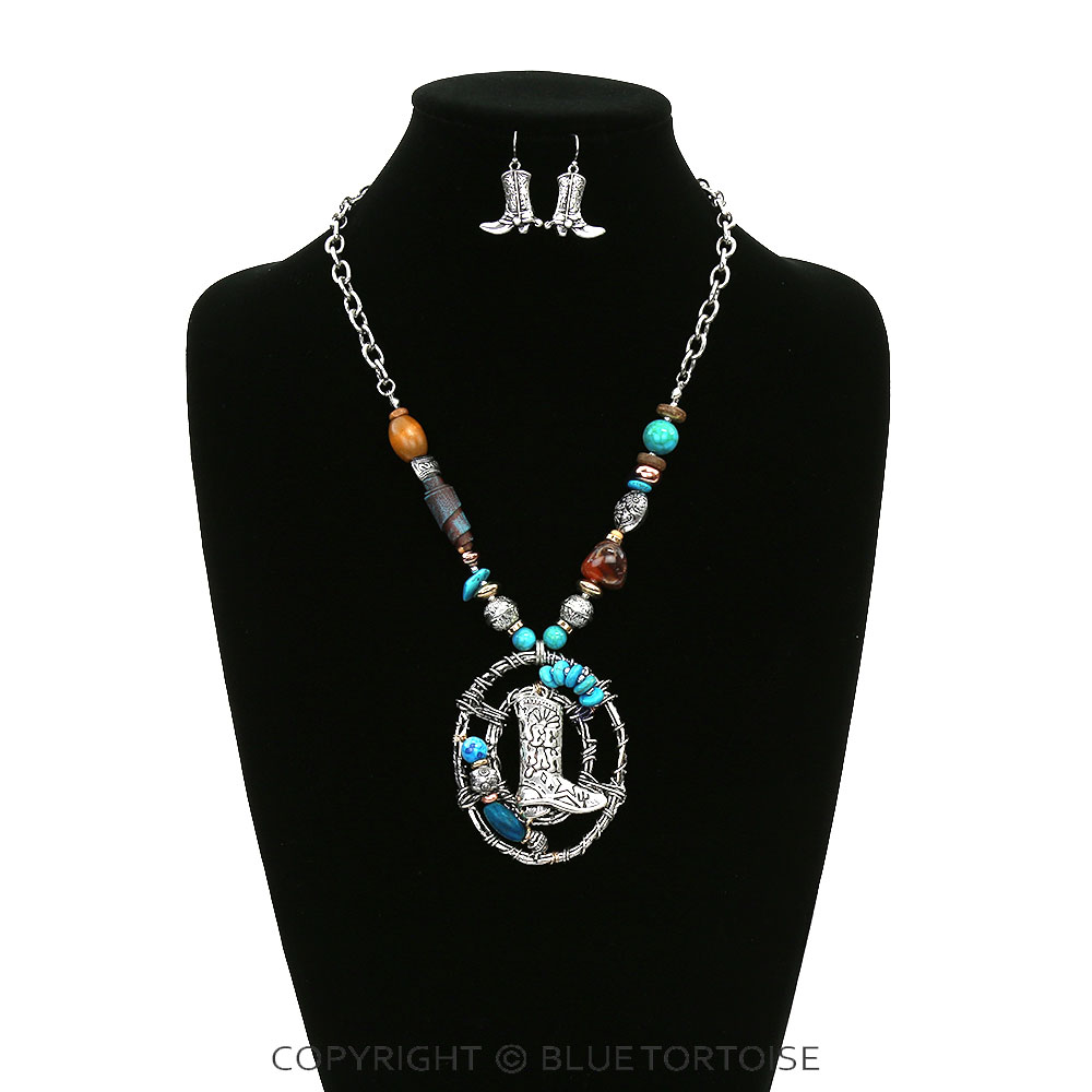 Western Boot Pendant Necklace Set - Image 2