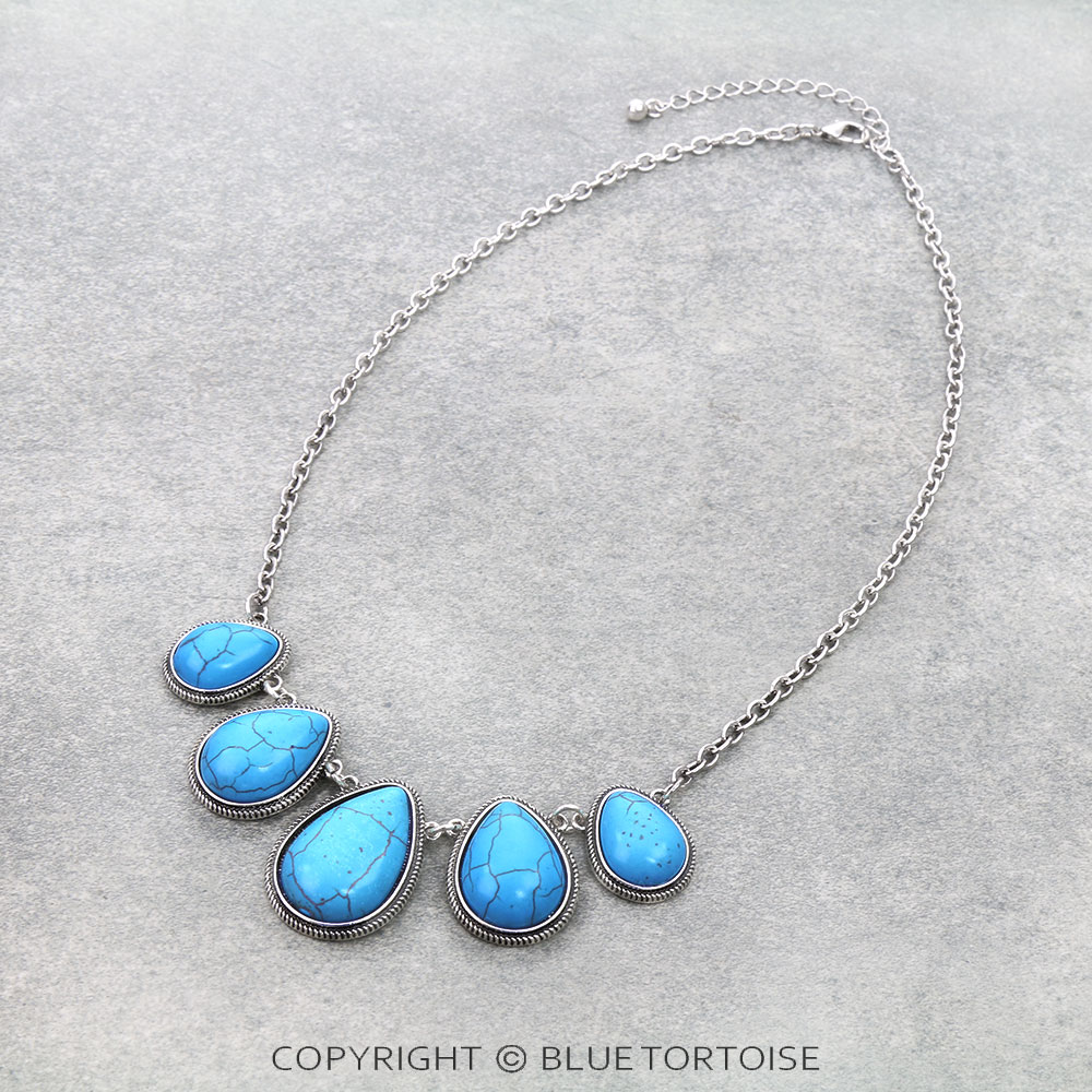 4 Layered Navajo Style Pearl & Stone Necklace - Image 4