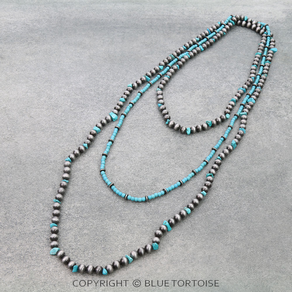 2 Row Navajo Style Pearl & Stone Necklace