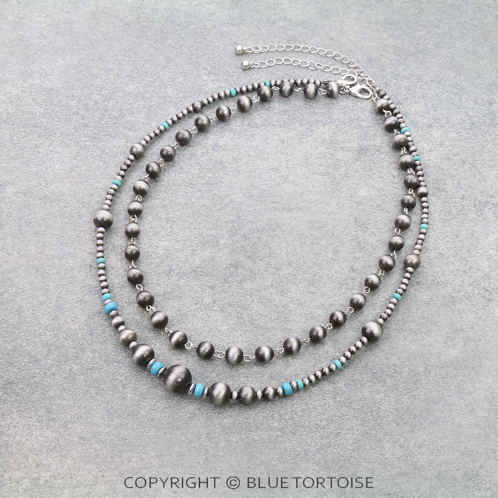 3 Row Navajo Style Pearl & Heart Pendant Necklace - Image 3