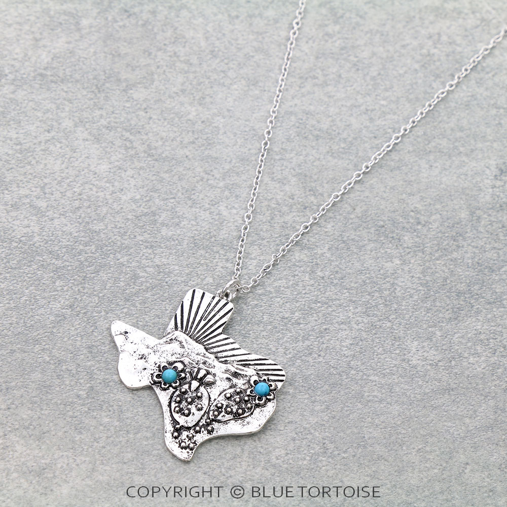 Western TX Map Shape Landscape Pendant Necklace - Image 3
