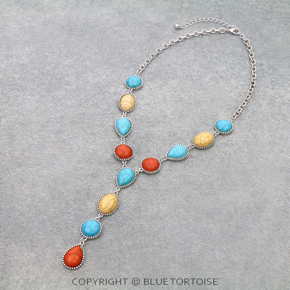 Western Cabochon Stone Y Necklace