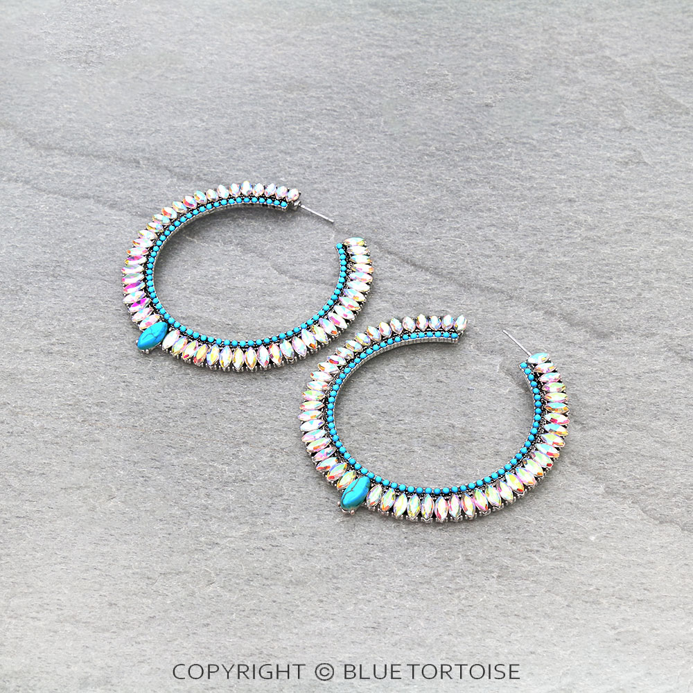 Western Stone Hoop Earrings