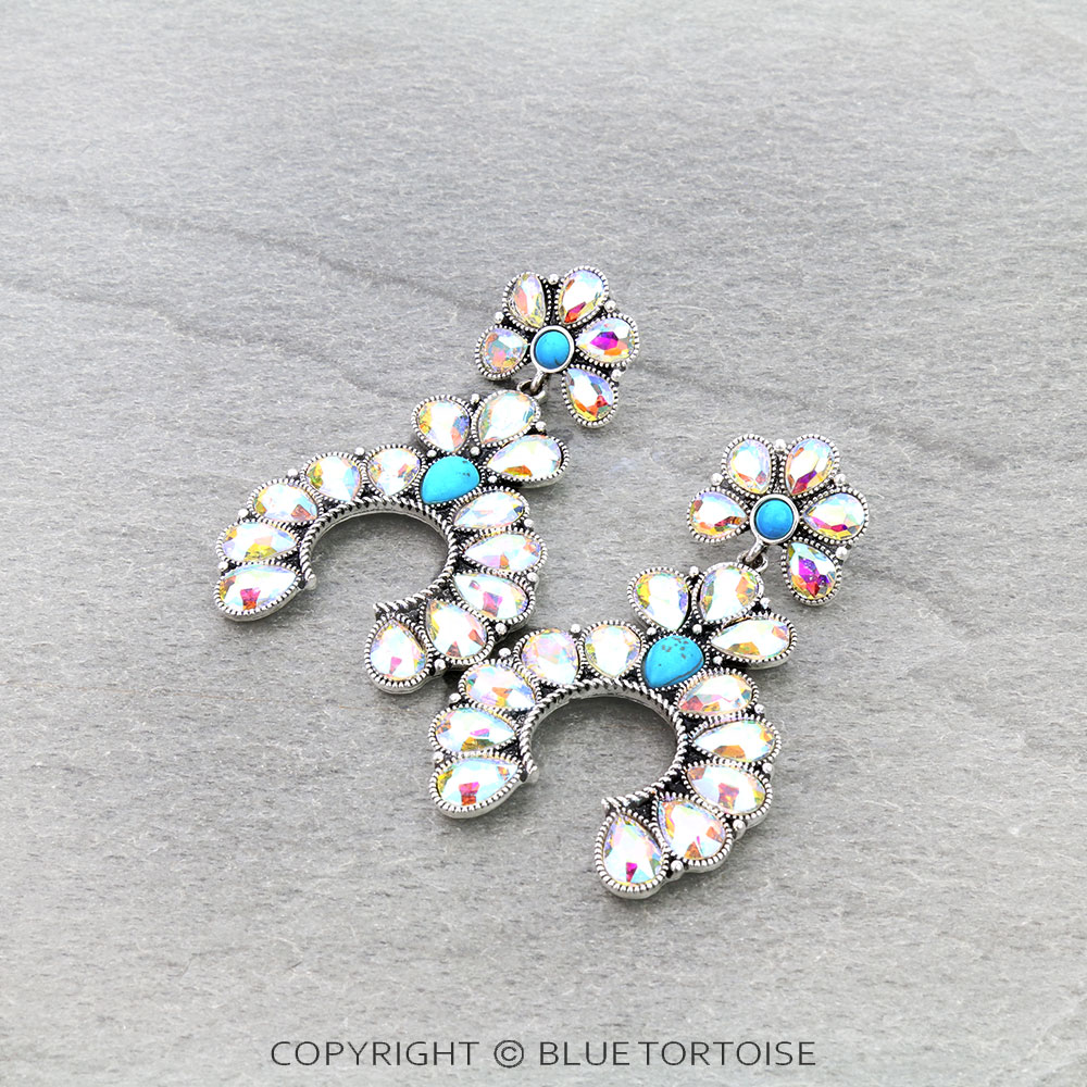 Western Squash Blossom Stone Stud Earrings