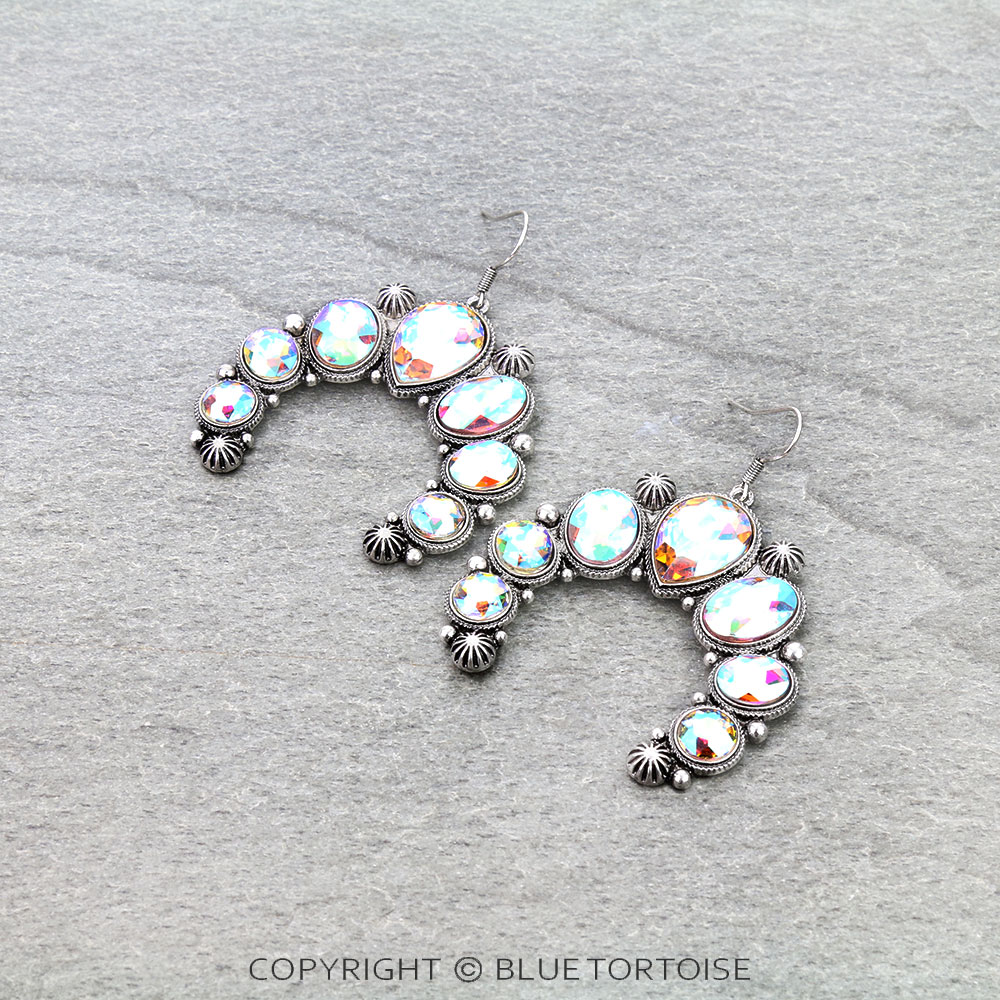 Western Squash Blossom Stone Dangle Earrings
