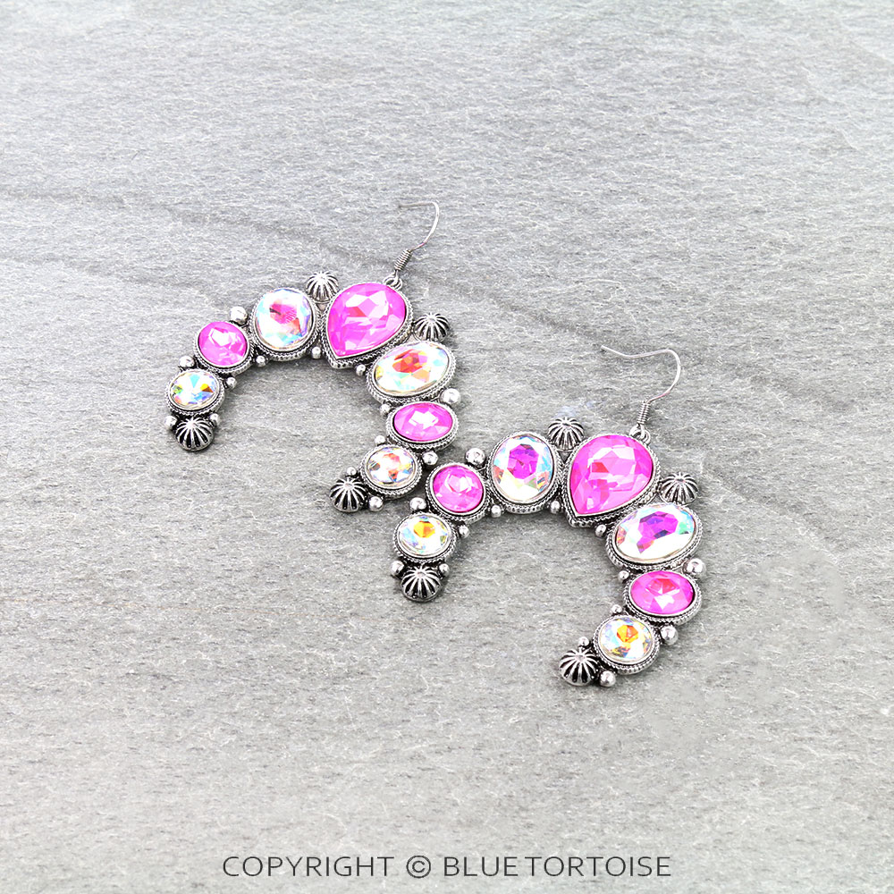 Western Squash Blossom Stone Dangle Earrings