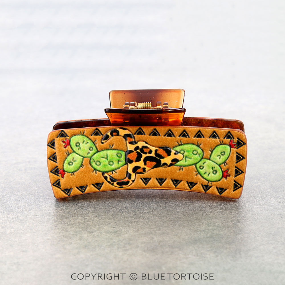 Large Western Leopard Steer Skull Hair Claw Clip - Image 2