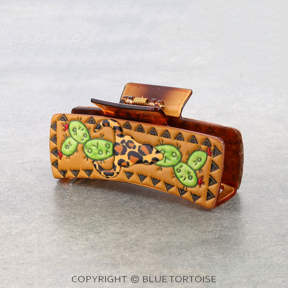 Large Western Leopard Steer Skull Hair Claw Clip