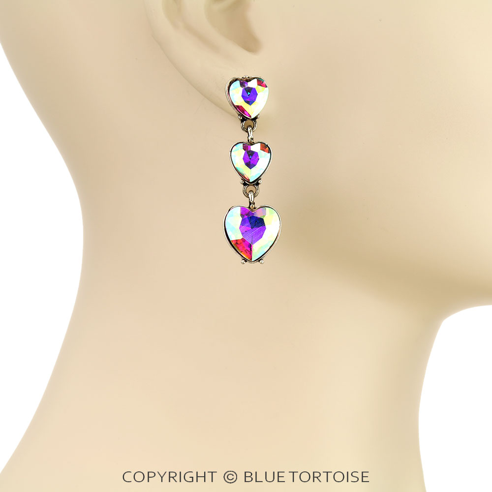 Heart Stone Drop Stud Earrings - Image 2