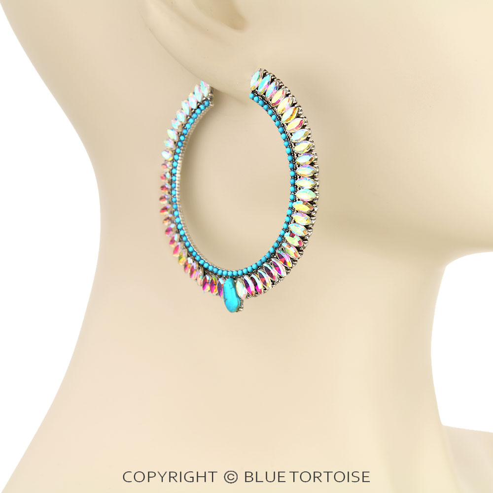 Western Stone Hoop Earrings - Image 2