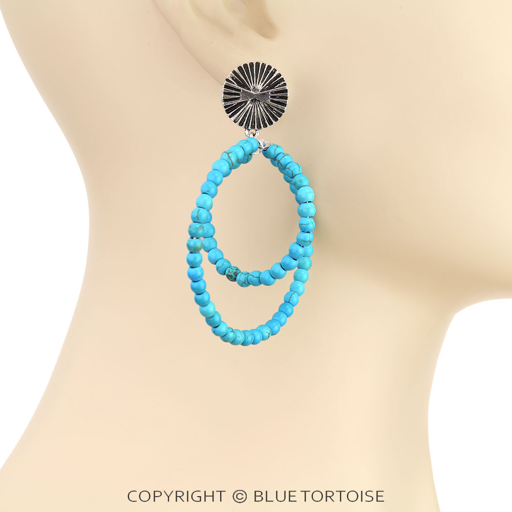 Western Round Bead Stud Earrings - Image 2