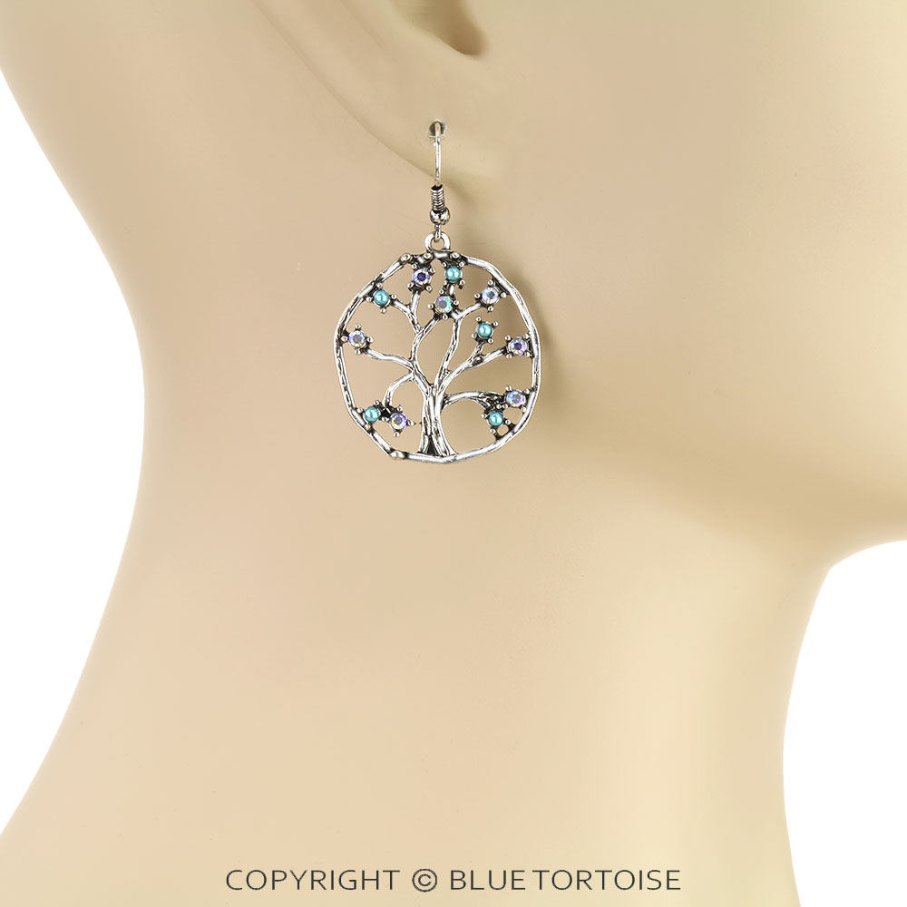 Tree with Stone Dangle Earrings - Image 2