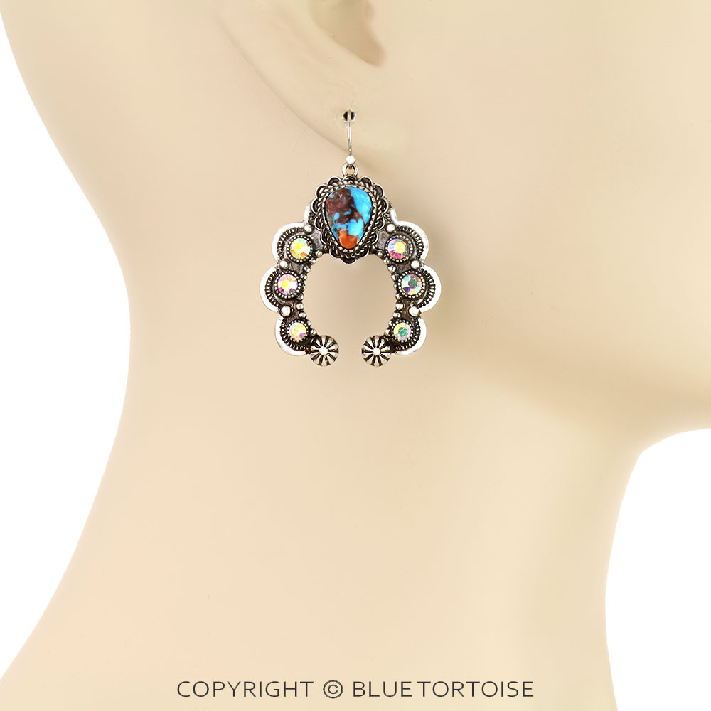 Western Squash Blossom Dangle Earrings - Image 2