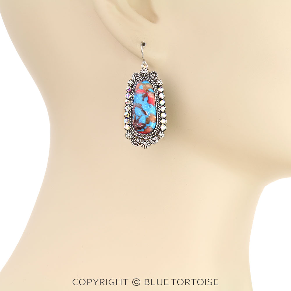 Western Oval Concho Dangle Earrings - Image 2