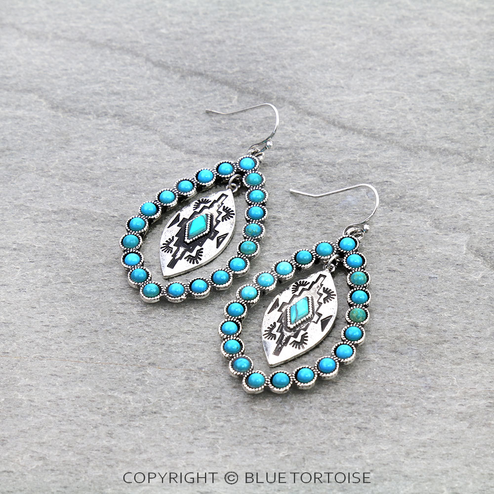 Western Aztec Stone Dangle Earrings