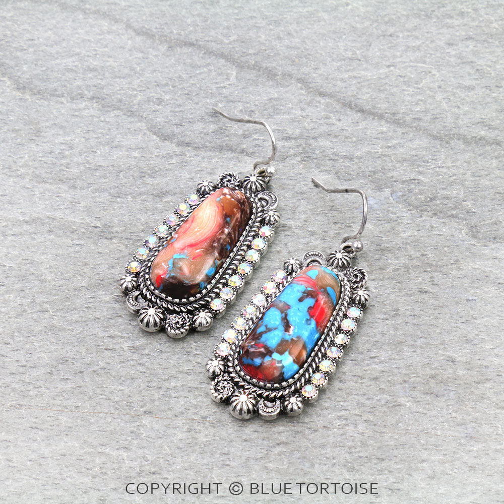 Western Oval Concho Dangle Earrings