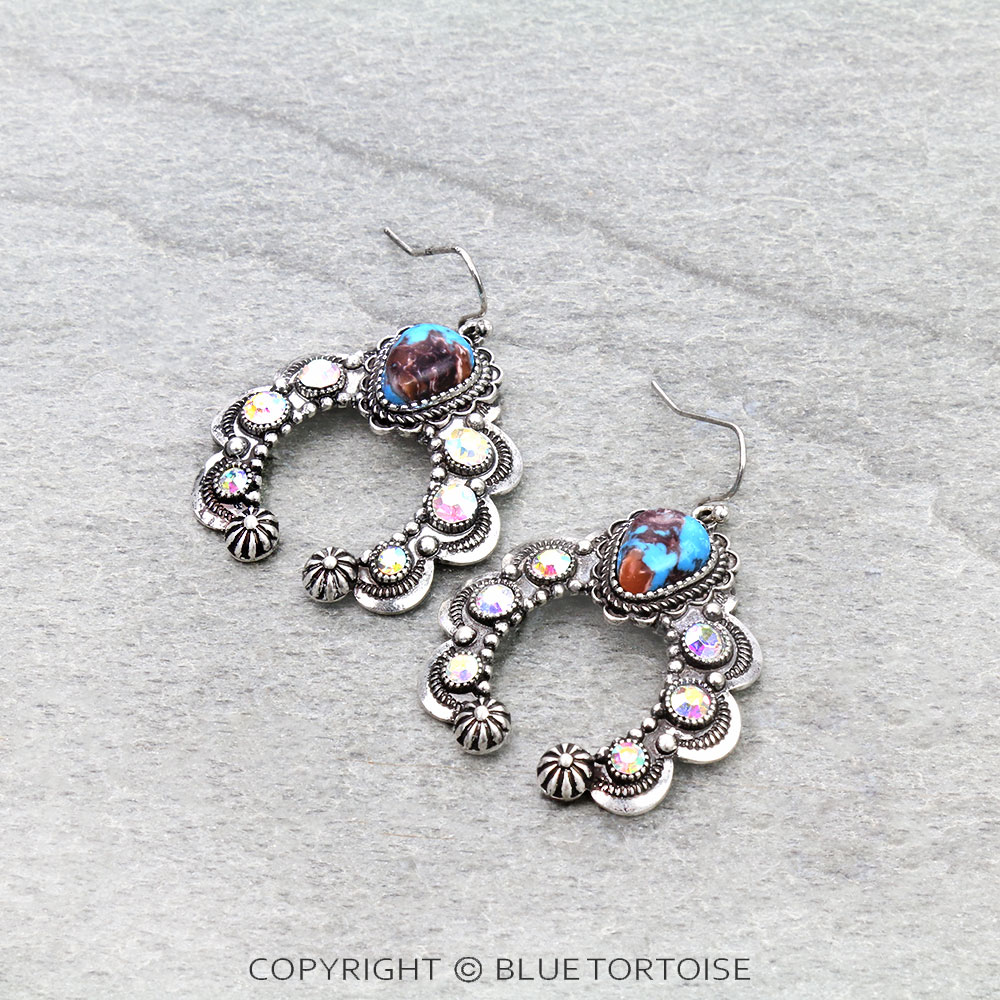 Western Squash Blossom Dangle Earrings