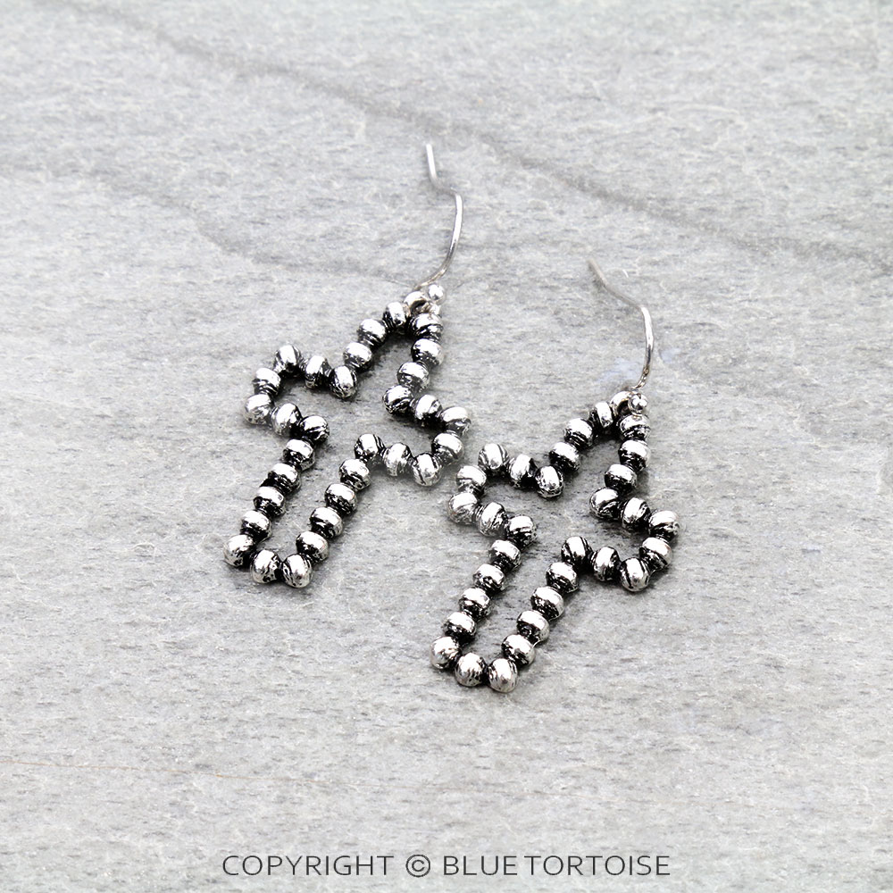 Western Cross CCB Textured Earrings
