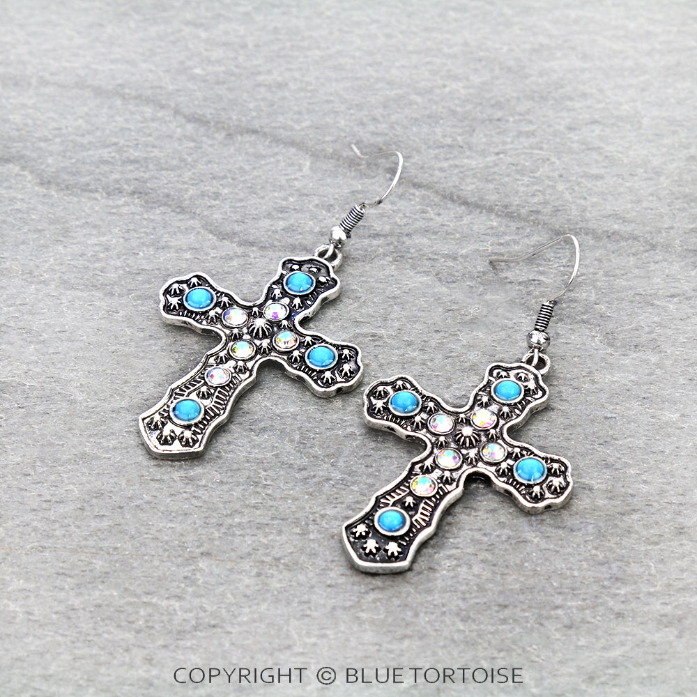 Western Cross Dangle Earrings