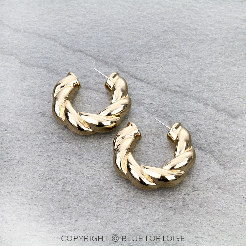 Croissant Twist Hoop Earrings
