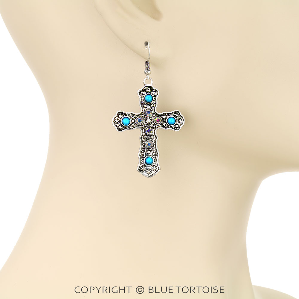 Western Cross Dangle Earrings - Image 2