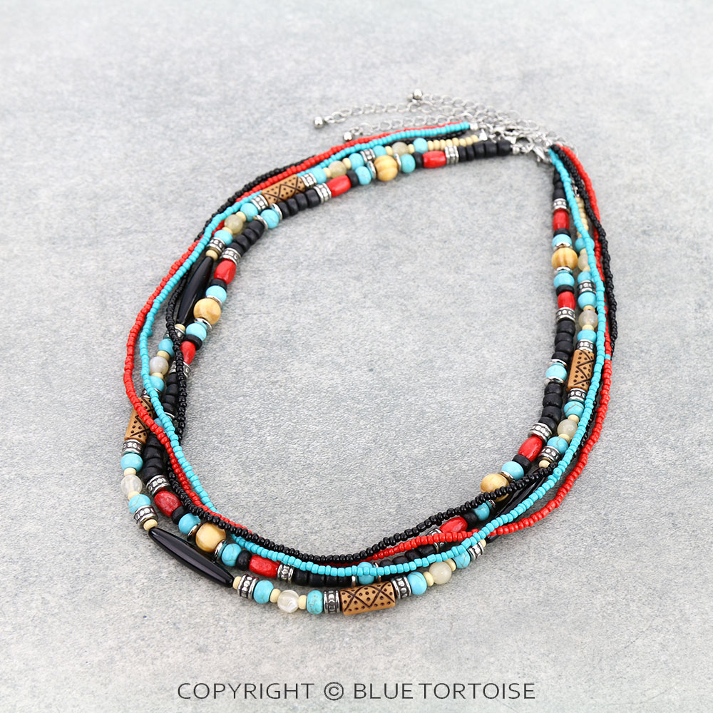 5 Layered Western Multi Bead Necklace