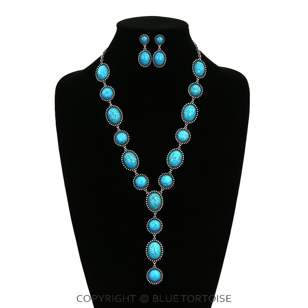 Western Semi Stone Y Necklace Set - Image 2