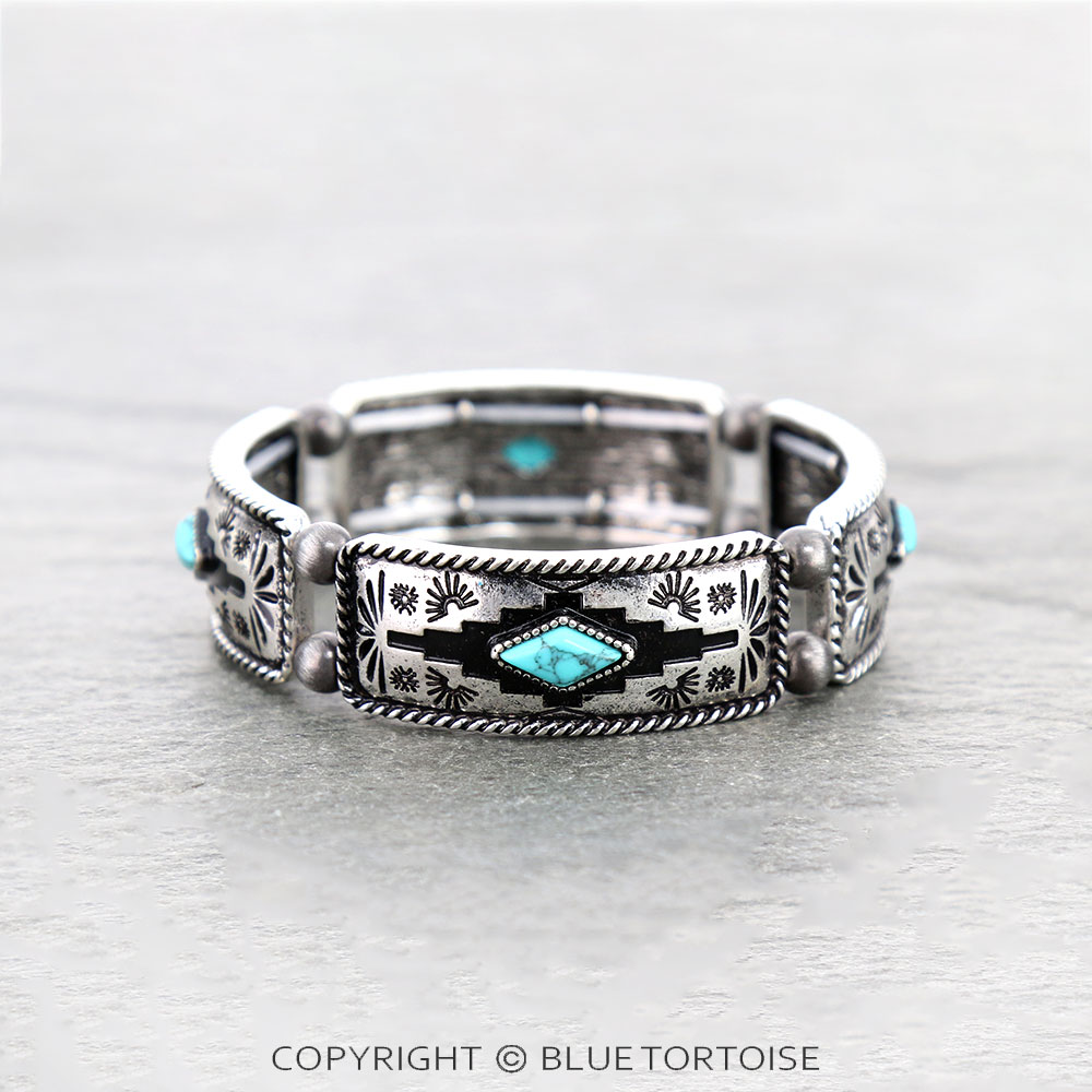 Western Aztec Stone Stretch Bracelet