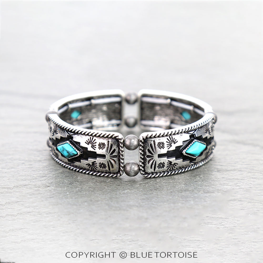 Western Aztec Stone Stretch Bracelet - Image 2