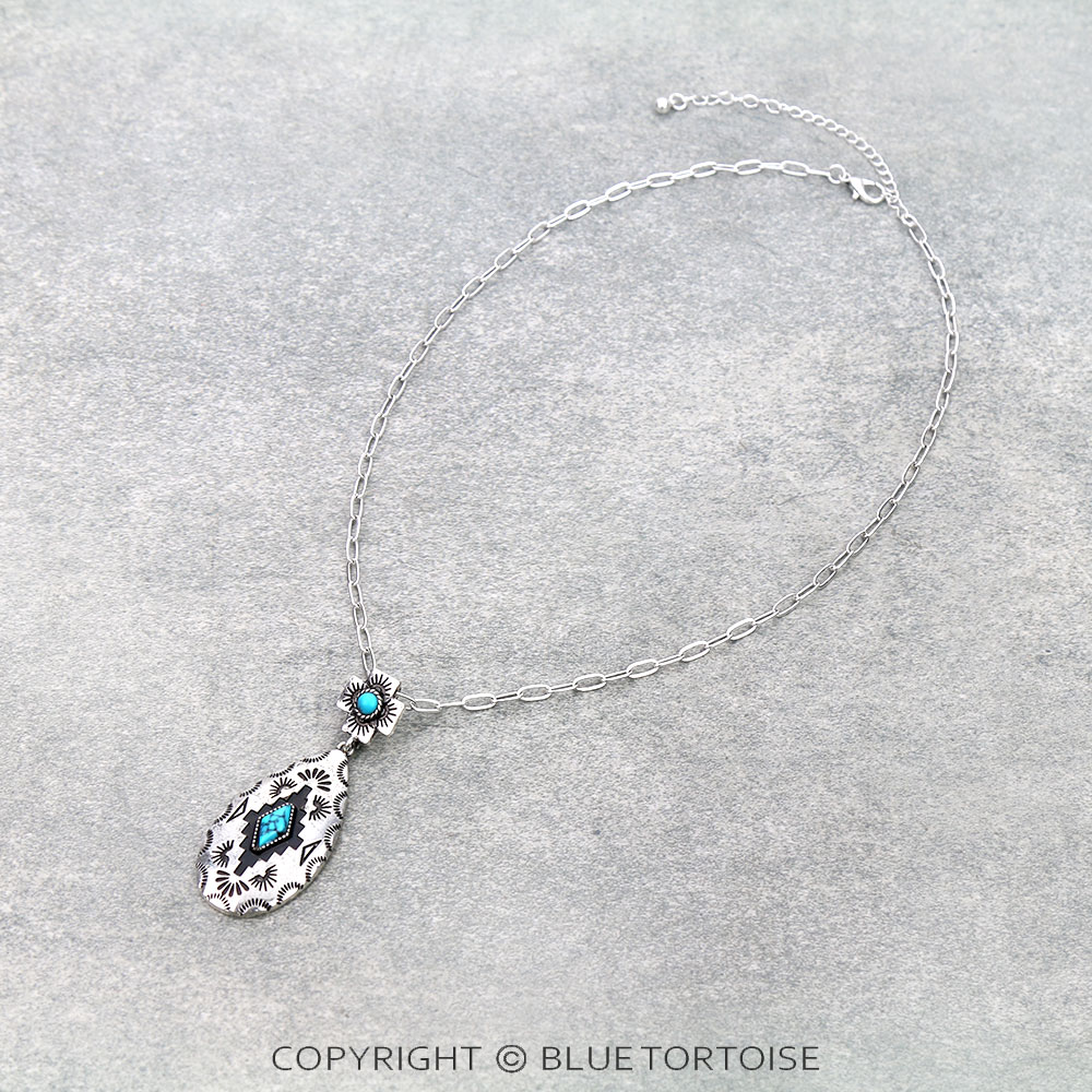 Western Teardrop Aztec TXR Necklace