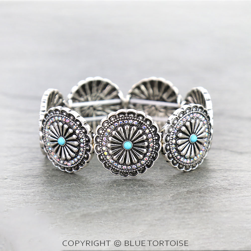 Western Concho Stone Stretch Bracelet