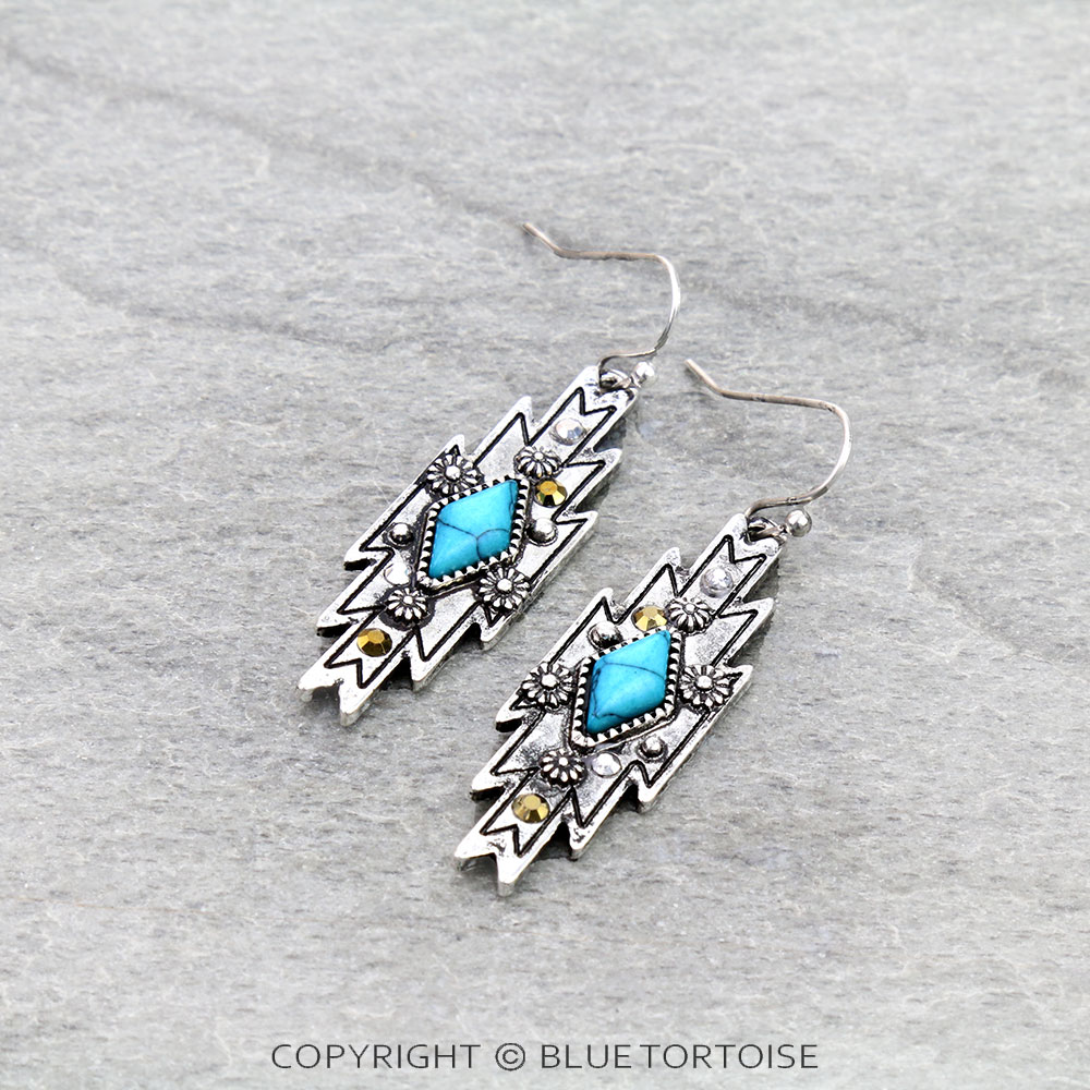 Western Aztec Stone Dangle Earrings