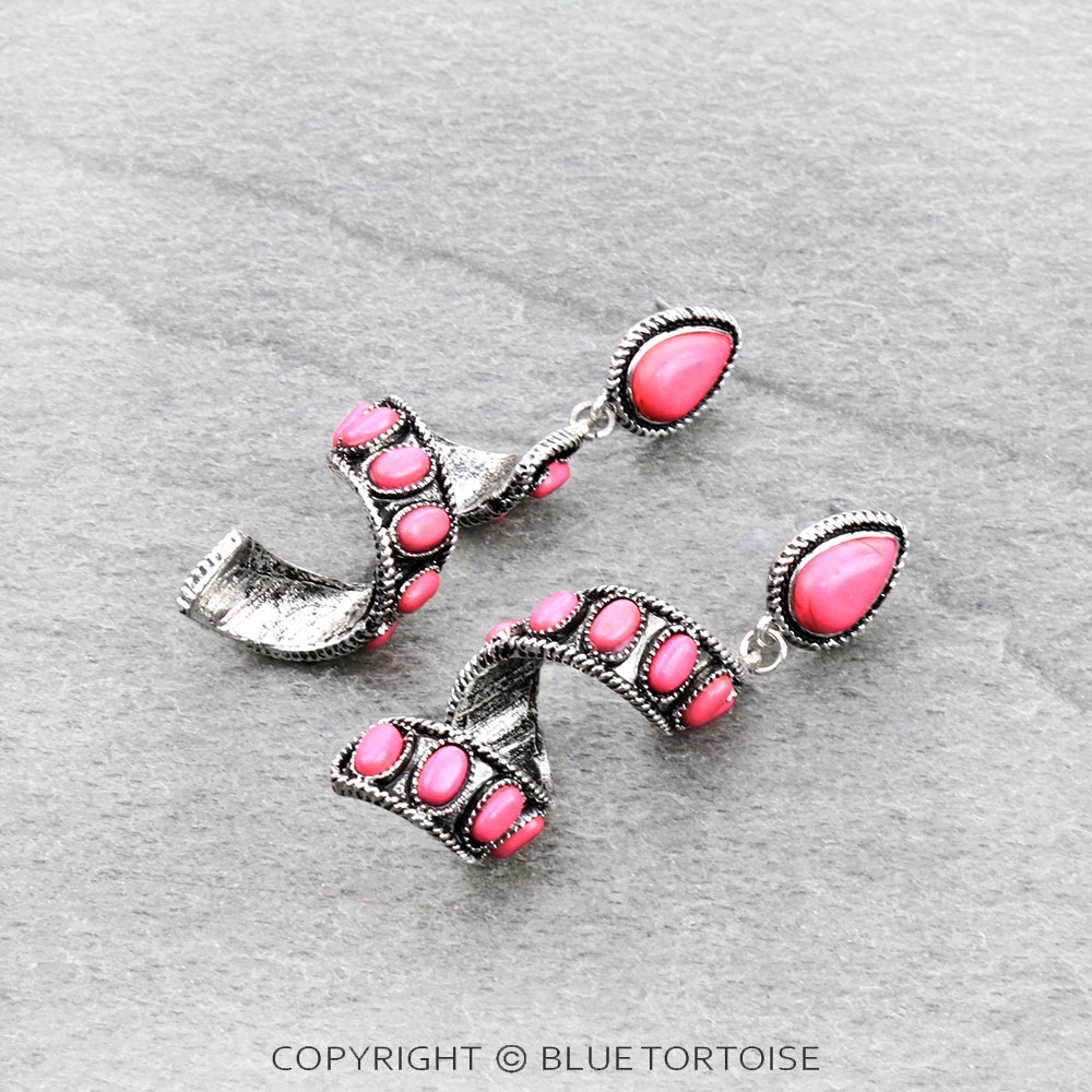 Western Semi Stone Spiral Stud Earrings