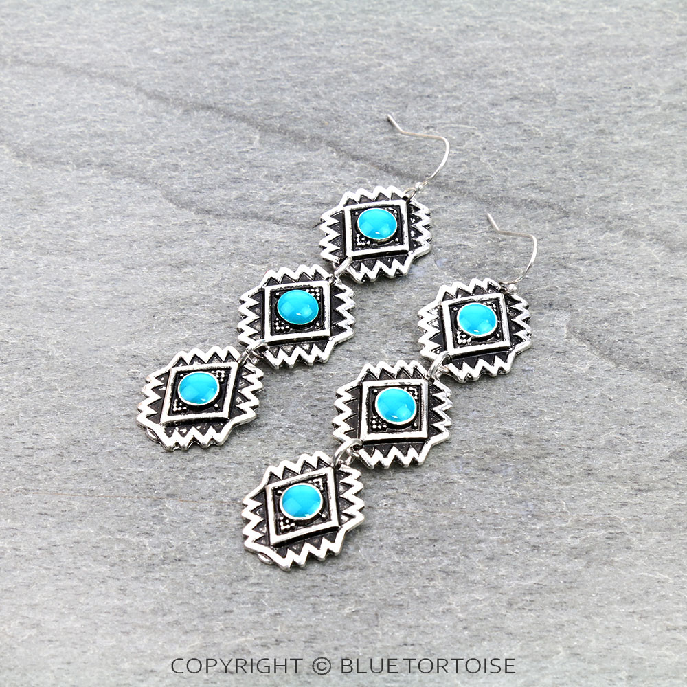 Western Aztec Drop Dangle Earrings