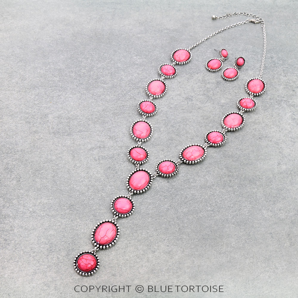 Western Semi Stone Y Necklace Set