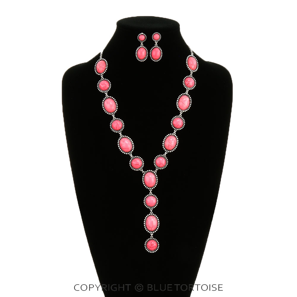 Western Semi Stone Y Necklace Set - Image 2