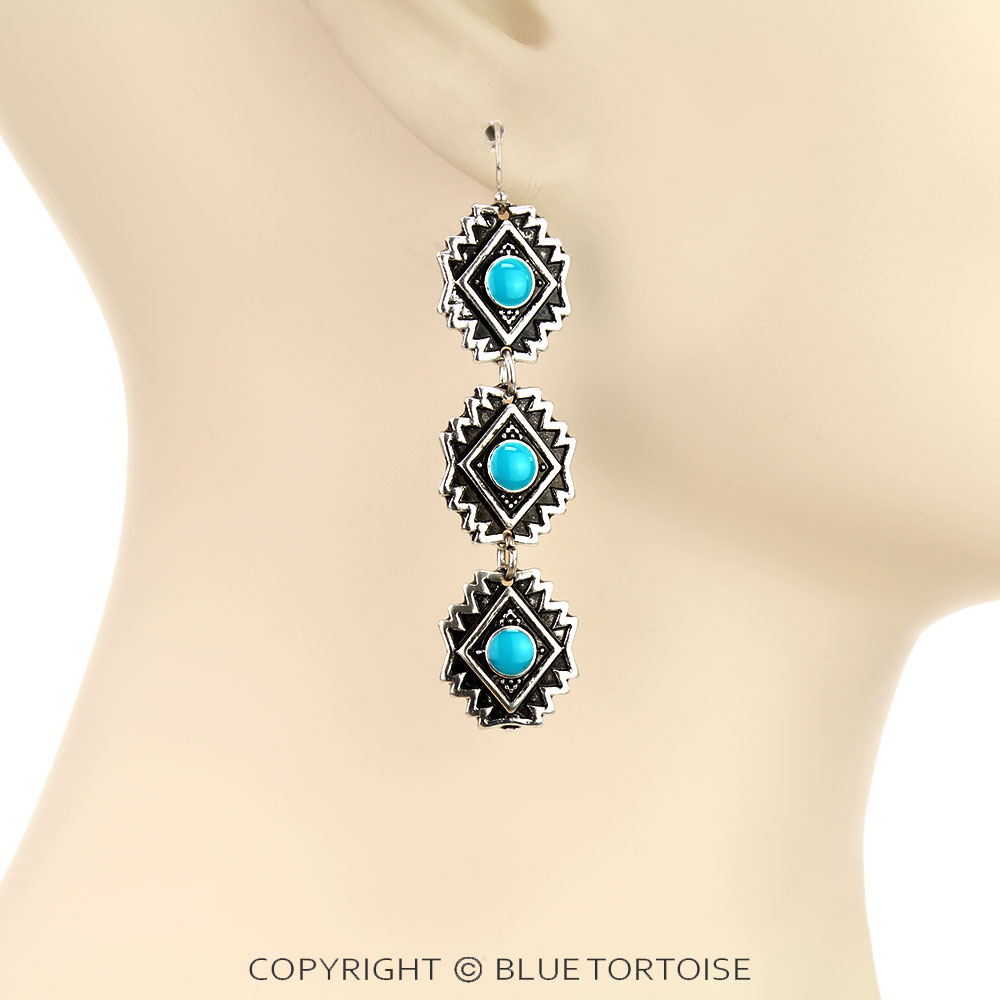 Western Aztec Drop Dangle Earrings - Image 2